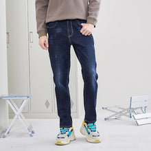 Load image into Gallery viewer, Thick fleece warm jeans male quality solid trouser